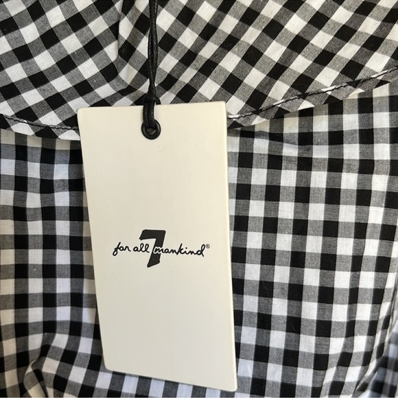 7 for all mankind Black and White Gingham Sleveless Ruffle Top - Picture 6 of 11